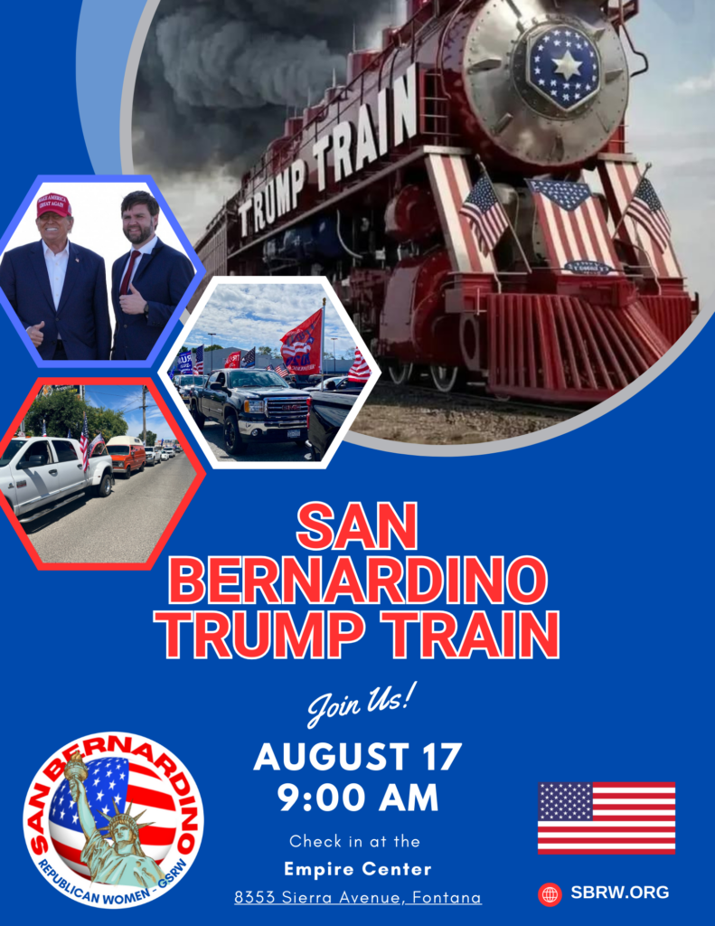 On Saturday, August 17, a Trump Train (caravan) will wind its way through the cities of Fontana, Rialto, Bloomington, Colton, Muscoy, Devore, San Bernardino, and Highland,